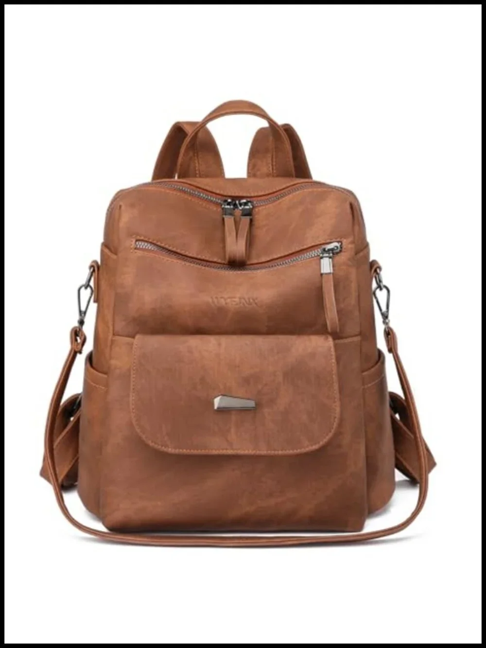 Faux Leather Fashion Backpack Purse for Women - Multi Pocket Travel Shoulder Bag